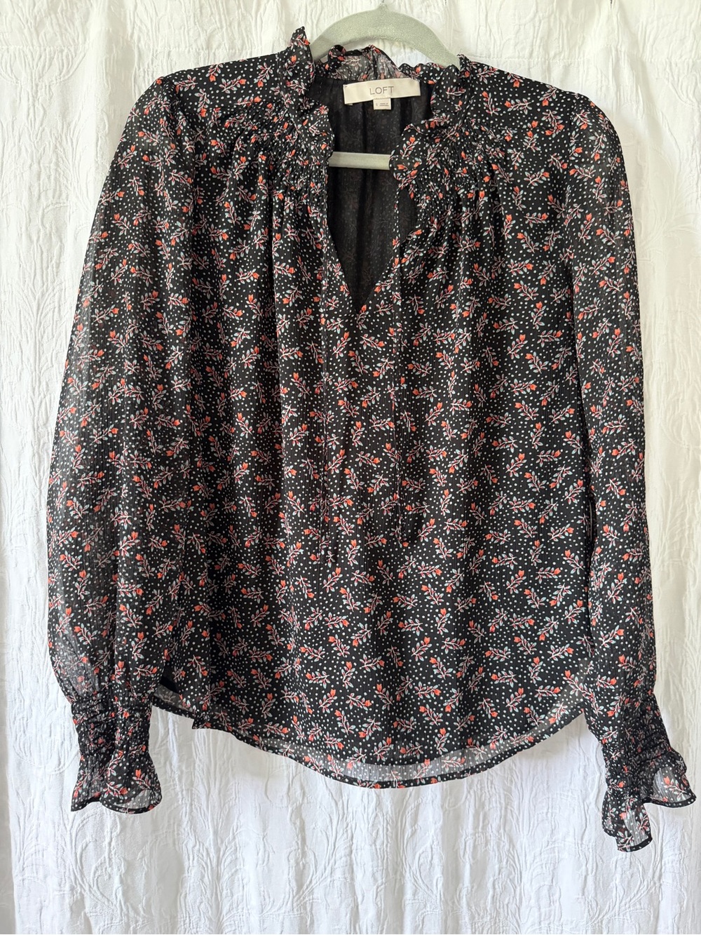 LOFT Ruffle Neck Blouse
